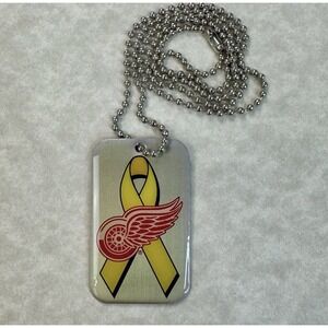 Detroit Red Wings Support Our Troops Dog Tag Keychain Sealed SGA Military Ribbon